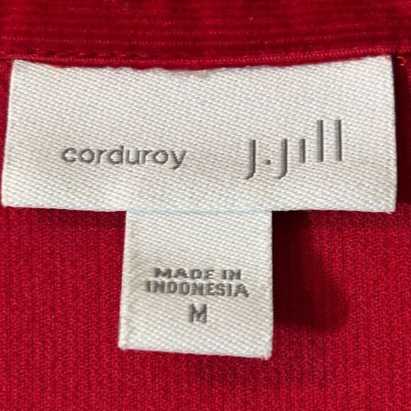J. Jill M red corduroy fine wale cotton soft button front long sleeve tunic shir - Picture 9 of 11